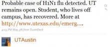 TexasEmergency University of Texas at Austin use of Twitter for emergencies.